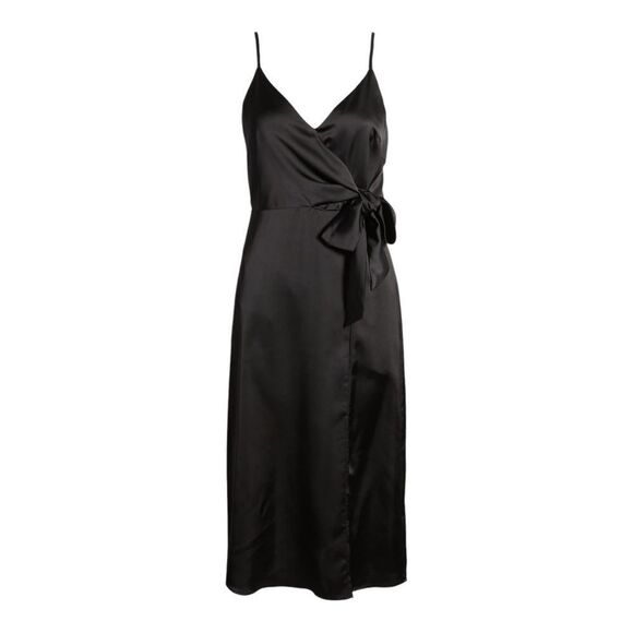 CHELSEA28 Side Tie Satin Dress in Black Size Small NEW - Picture 15 of 15